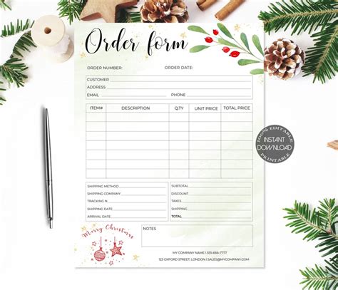 Order Form Template Craft Order Form Editable Invoice - Etsy