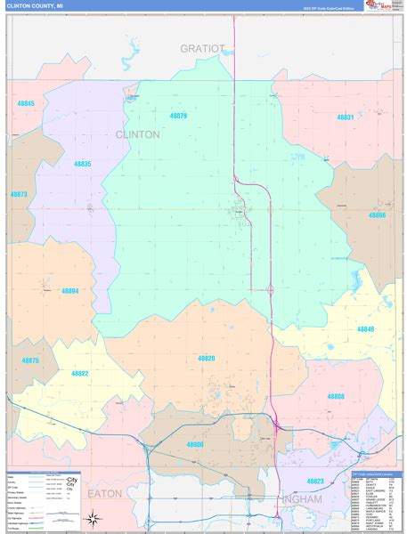 Clinton County, MI Wall Map Color Cast Style by MarketMAPS - MapSales