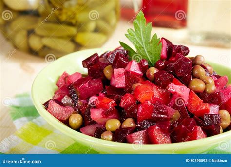 Salad with Boiled Vegetables. Vinaigrette. Vegetarian Food. Stock Photo - Image of restaurant ...