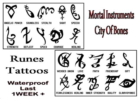 RUNES MORTAL INSTRUMENTS temporary TATTOOS X 10 waterproof tribal LAST 1WEEK+ | eBay