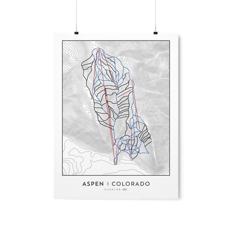 Aspen Ski Map Art Aspen Colorado Topographic Map Ski Decor Gift Ski ...