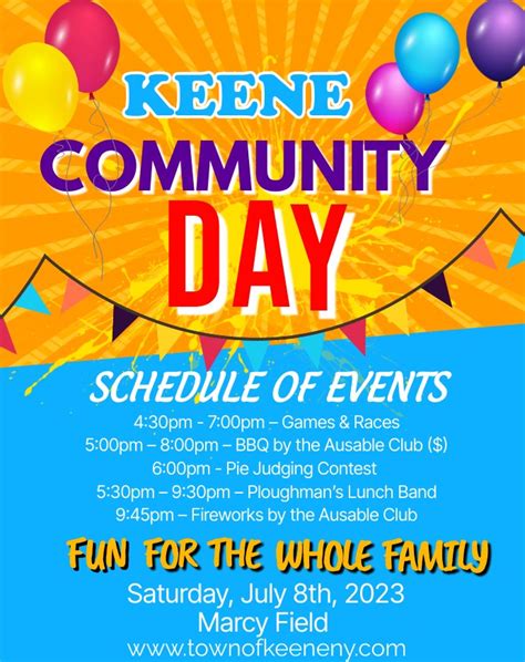 Community Day, July 8th, 2023 @ Marcy Field – Town of Keene, New York