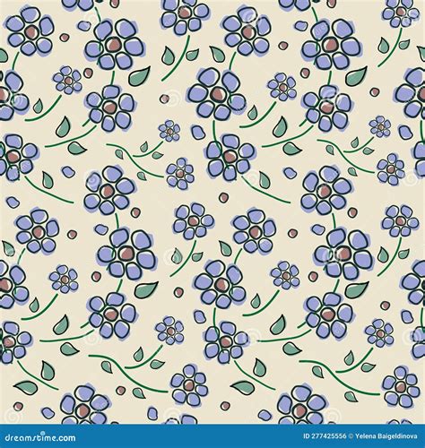 Seamless Wallpaper with Purple Flowers on a Yellow Background. Floral Design Stock Vector ...