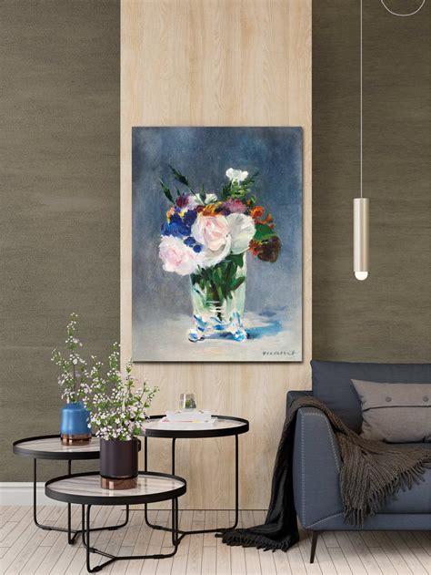 Edouard Manet Flowers in a Crystal Vase Canvas Wall - Etsy