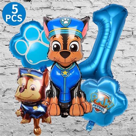 Chase Paw Patrol Birthday Balloons, 5 Pcs Paw Patrol Birthday Decor ...