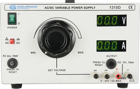 Global Specialties 1315D AC/DC Variable Power Supply 0-25 V, 5 A | TEquipment