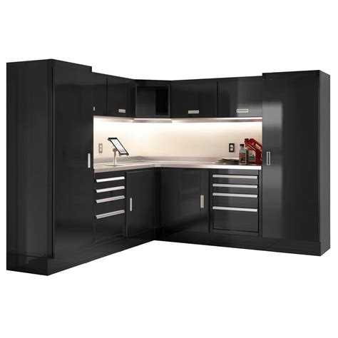 Moduline Select Series 75 in. H x 168 in. W x 22 in. D Aluminum Cabinet Set in Black with ...