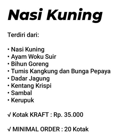 Menerima pesanan Nasi Hemat: Nasi Kuning, Nasi Ayam Semarang, Nasi Jinggo, kemasan Kotak KRAFT ...