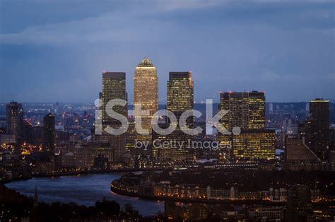 London, Canary Wharf Skyline At Night Stock Photo | Royalty-Free ...