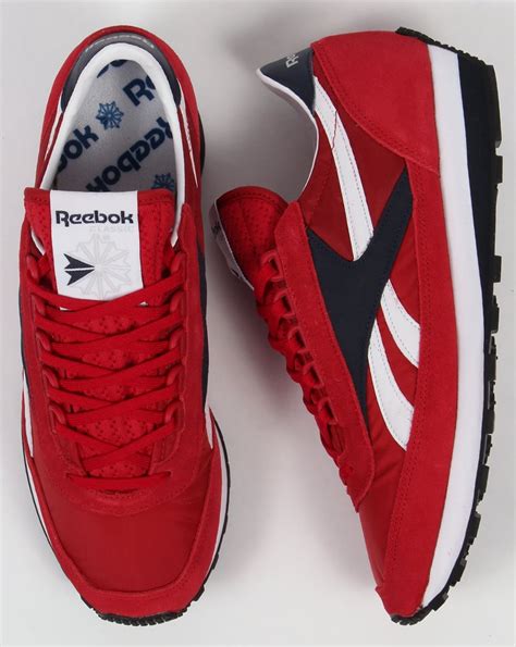 Reebok Aztec Retro Trainers Flash Red/Navy,80s,shoes,runners,leather