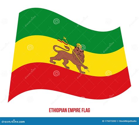 Ethiopian Empire 1270-1974 Flag Waving Vector Illustration On White Background. Abyssinia Flag ...