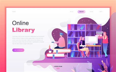 Modern flat cartoon design concept of Online Library for website and mobile app development ...