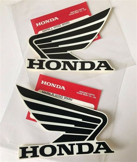 Honda Wing Fuel Tank Decal Wings Sticker 2 x 95mm BLACK & WHITE Left ...