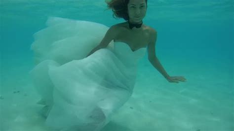 Underwater Young Beautiful Girl Wedding Dress Stock Footage Video (100% Royalty-free) 12112841 ...