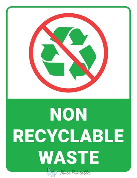 Printable Non Recyclable Waste Sign