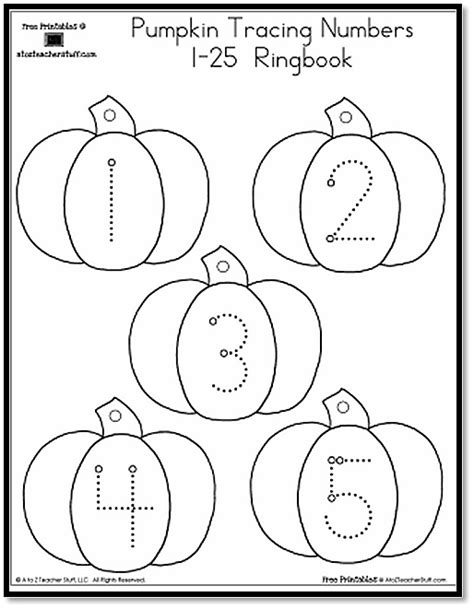 Pumpkin Number Tracing 1-25 | A to Z Teacher Stuff Printable Pages and ...