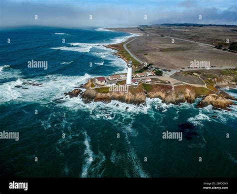 Aerial view of Pigeon Point Lighthouse in California Stock Photo - Alamy