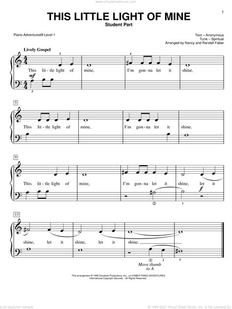 This Little Light of Mine sheet music for piano solo (PDF)