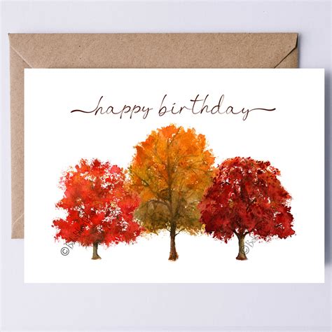 Autumn Birthday Card Printable Digital Fall Birthday Card - Etsy