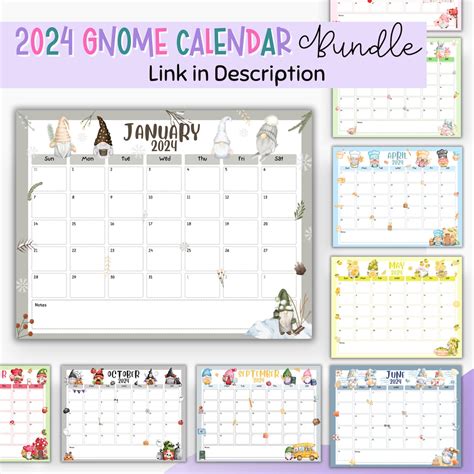 August 2024 Apple Gnome Calendar, EDITABLE/FILLABLE Apple Gnome Monthly Calendar, Printable ...