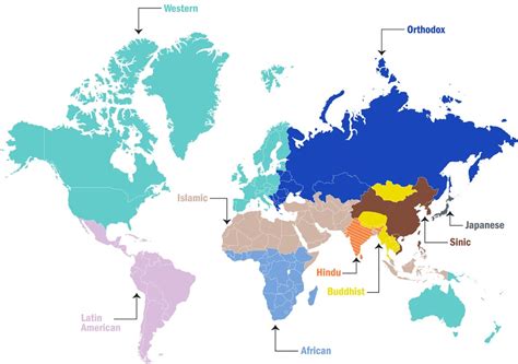 Samuel Huntington's Map of Civilizations : MapPorn