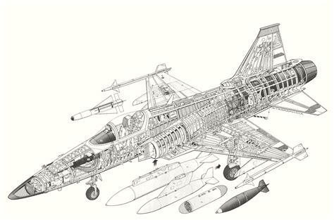 Northrop F-20 Tigershark Cutaway Drawing in High quality