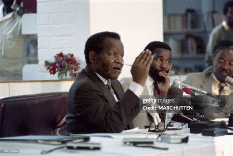 ANC president Oliver Tambo, addresses a press conference, on January ...