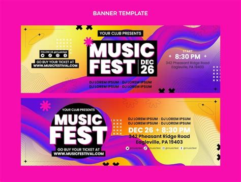 Premium Vector | Gradient colorful music festival banners horizontal