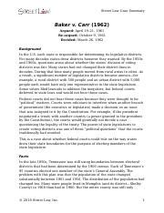 baker v carr final.docx - Street Law Case Summary Baker v. Carr 1962 Argued: April 19-21 1961 Re ...