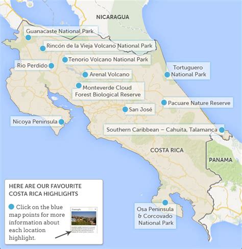 Costa Rica Volcanoes Map