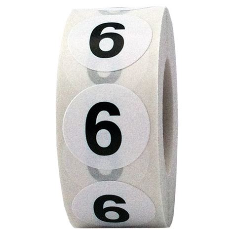 White Number 6 Stickers 3/4" | InStockLabels.com