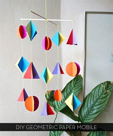 How To: Make a Colorful DIY Geometric Paper Mobile | Paper mobile, Origami mobile, Colorful diy