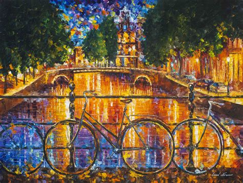 AMSTERDAM - THE BRIDGE OF BICYCLES — PALETTE KNIFE Oil Painting On ...