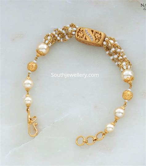 22k gold pearl and beads bracelet designs - Indian Jewellery Designs