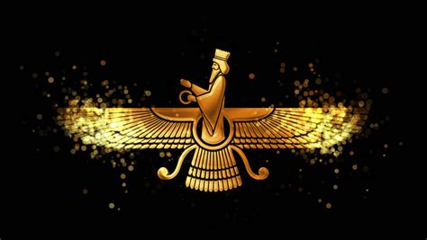 golden faravahar zoroastrianism religious symbol on Stock Footage Video ...