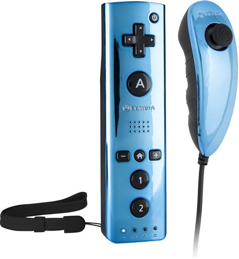 Power A Wiimote and Nunchuck Set Chromatic Plus Controller for Wii and Wii U, Blue (Open Box ...