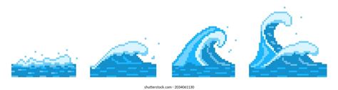 Pixelated Sea Ocean Waves Blue Tidal Stock Vector (Royalty Free) 2034061130 | Shutterstock