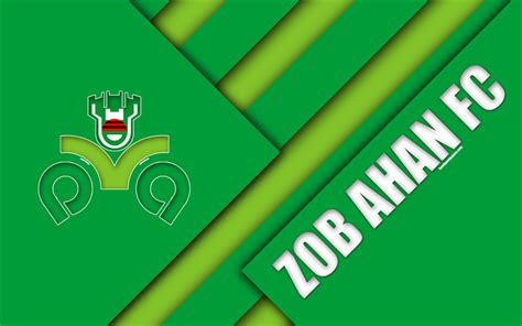 Download wallpapers Zob Ahan FC, 4k, Iranian football club, logo, green white abstraction ...
