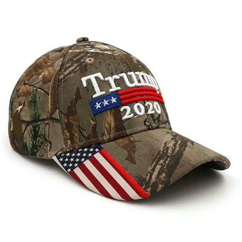 Trump 2020 Hat With Camouflage Embroidered American Flag