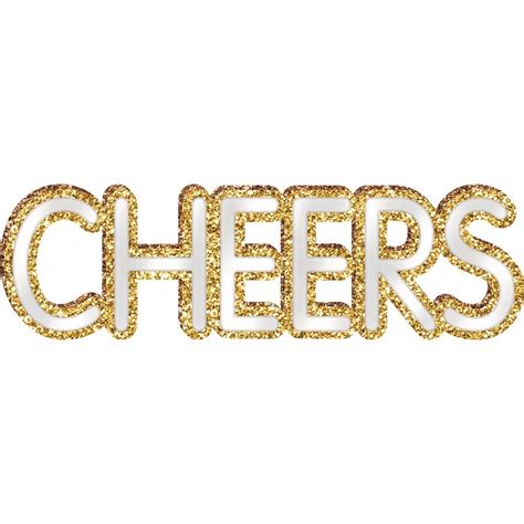 Mirrored & Gold Glitter Cheers Standing MDF Sign, 15.5in x 4.5in | New years eve party, Amscan ...