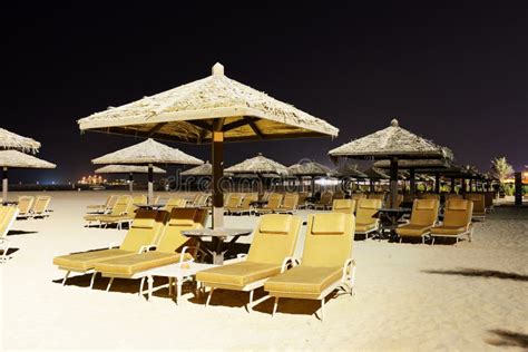 Beach Night Illumination with a View on Palm Jumeirah Stock Image ...