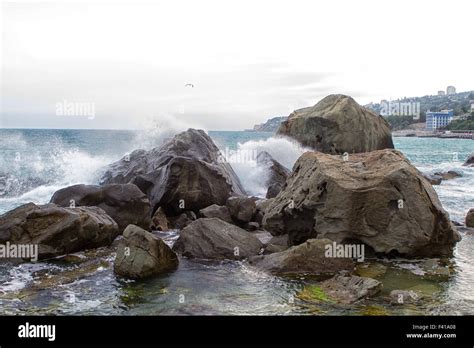 Black sea coastline before storm Stock Photo - Alamy