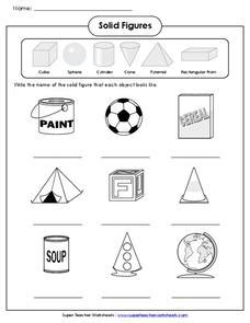 Solid Figures Worksheet for Kindergarten - 5th Grade | Lesson Planet