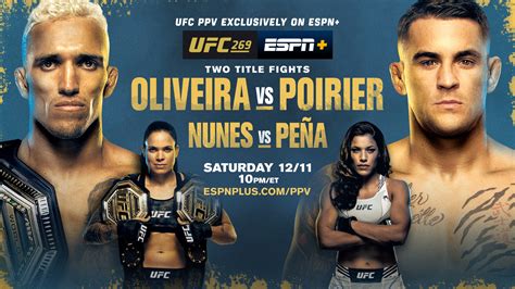 Saturday Exclusively on ESPN+ PPV - UFC 269: Oliveira vs. Poirier ...