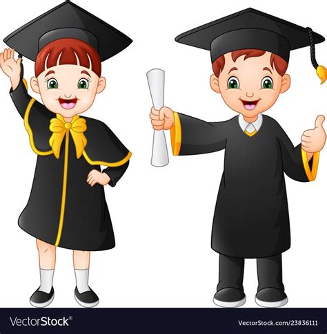 illustration of Cartoon happy kid in Graduation Costume. Download a Free Preview or High Quality ...