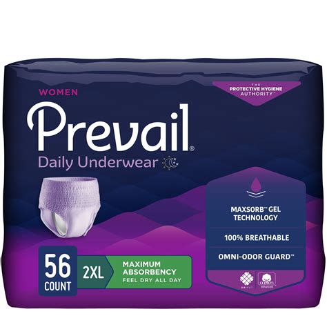 Prevail Incontinence Underwear for Women, Maximum Absorbency, XXL (112 ...