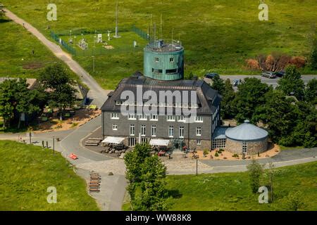 Aerial view, Kahler Asten Berghotel & Restaurants, weather station, plateau, Deutscher ...