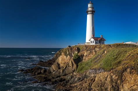 Lighthouse at Pigeon Point - Pigeon Point Lighthouse located on the coast near Pescadero ...