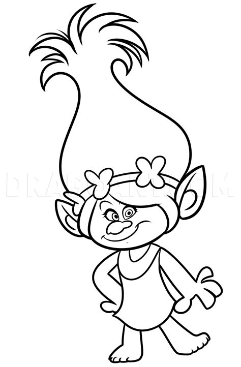 Draw Poppy From Trolls, Step by Step, Drawing Guide, by Dawn | dragoart ...