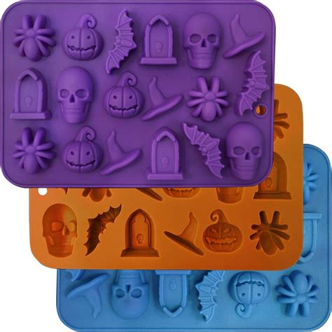 Halloween Molds Silicone for Chocolate 3 Pack, 3D Halloween Chocolate ...